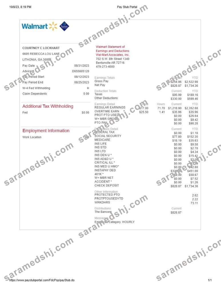 Walmart statement of earnings and deductions template in Word and PDF formats.pdf, 1
